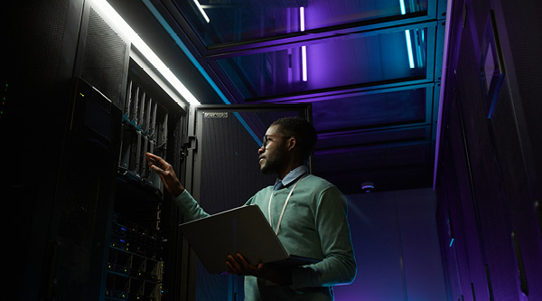 a person in a data center