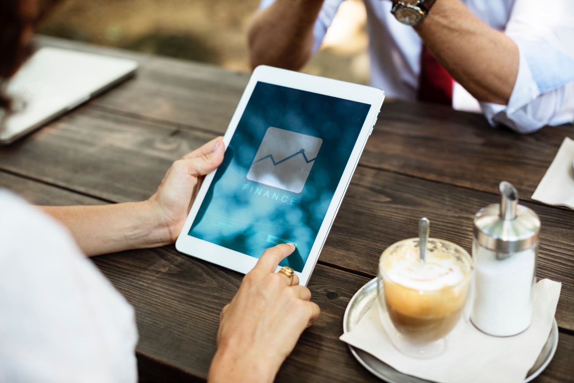 tablet with a graph on it