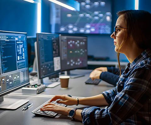 woman working on a computer