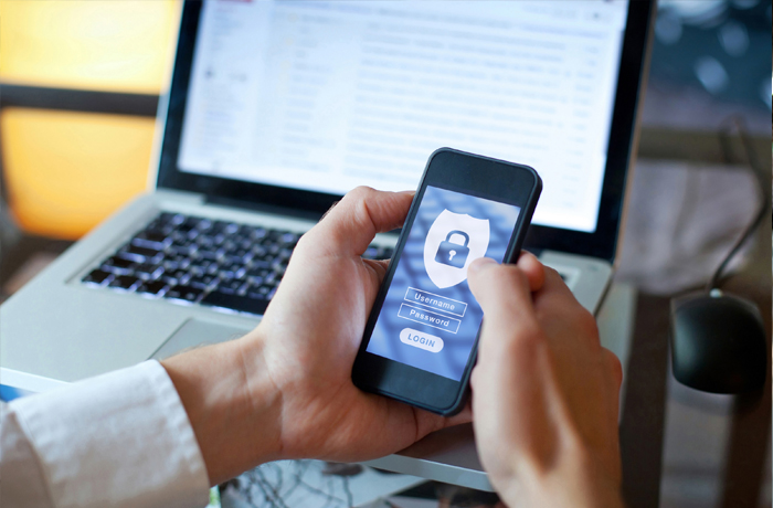 hands holding smart phone with security image displayed