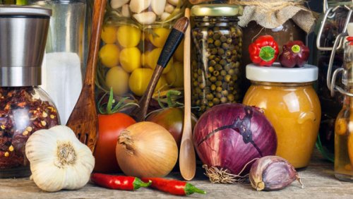 Vegetables and seeds in a jar