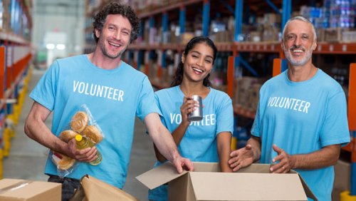 Volunteers at a food drive